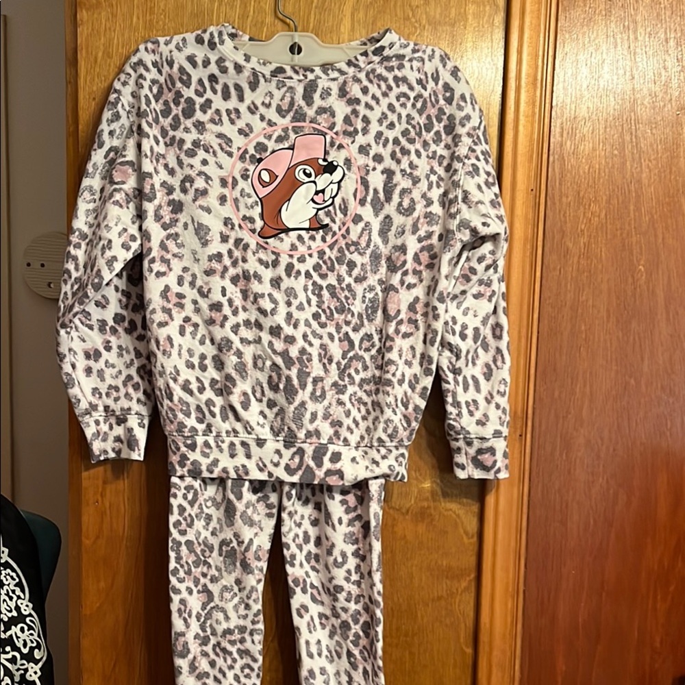Buccees Girls' Pink Leopard Print Sweatsuit Set